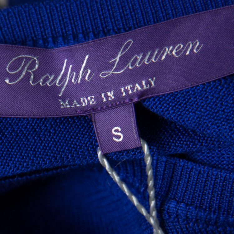 Pre Owned Ralph Lauren Cobalt Blue Silk Knit Short Sleeve Top S