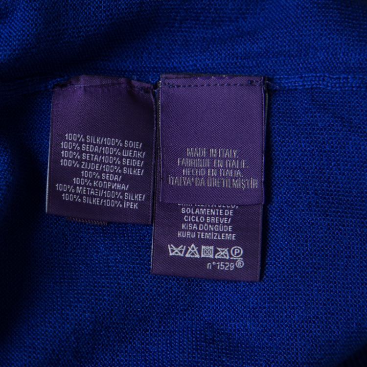 Pre Owned Ralph Lauren Cobalt Blue Silk Knit Short Sleeve Top S