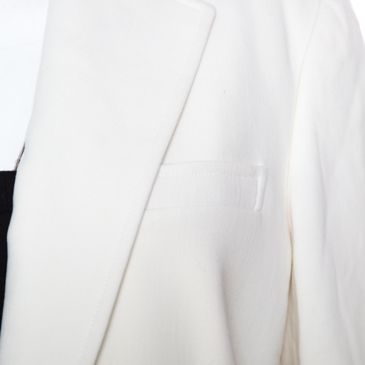 Pre Owned Ralph Lauren Natural White Crepe Wool Portia Blazer L