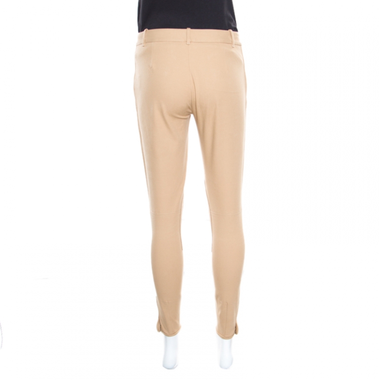 Pre Owned Ralph Lauren Beige Cotton Suede Patch Detail Tailored Pants S