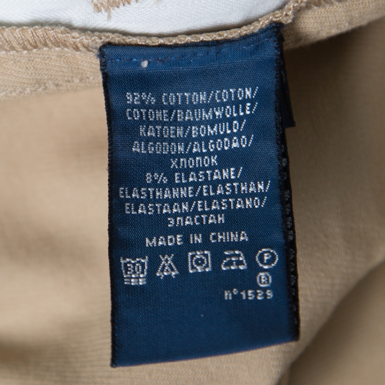 Pre Owned Ralph Lauren Beige Cotton Suede Patch Detail Tailored Pants S