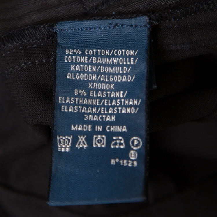 Pre Owned Ralph Lauren Black Cotton Suede Patch Detail Tailored Pants S