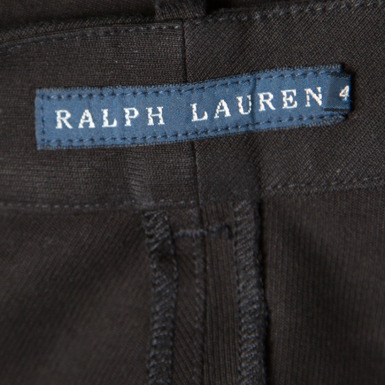 Pre Owned Ralph Lauren Black Cotton Suede Patch Detail Tailored Pants S