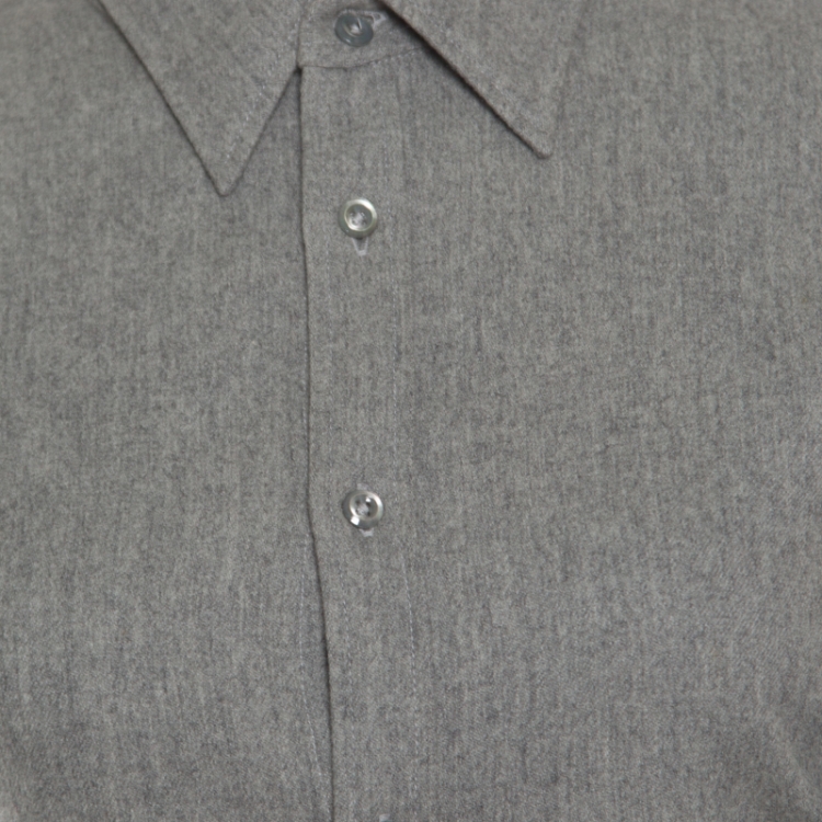 Pre Owned Ralph Lauren Grey Wool and Cashmere Long Sleeve Shirt Dress M