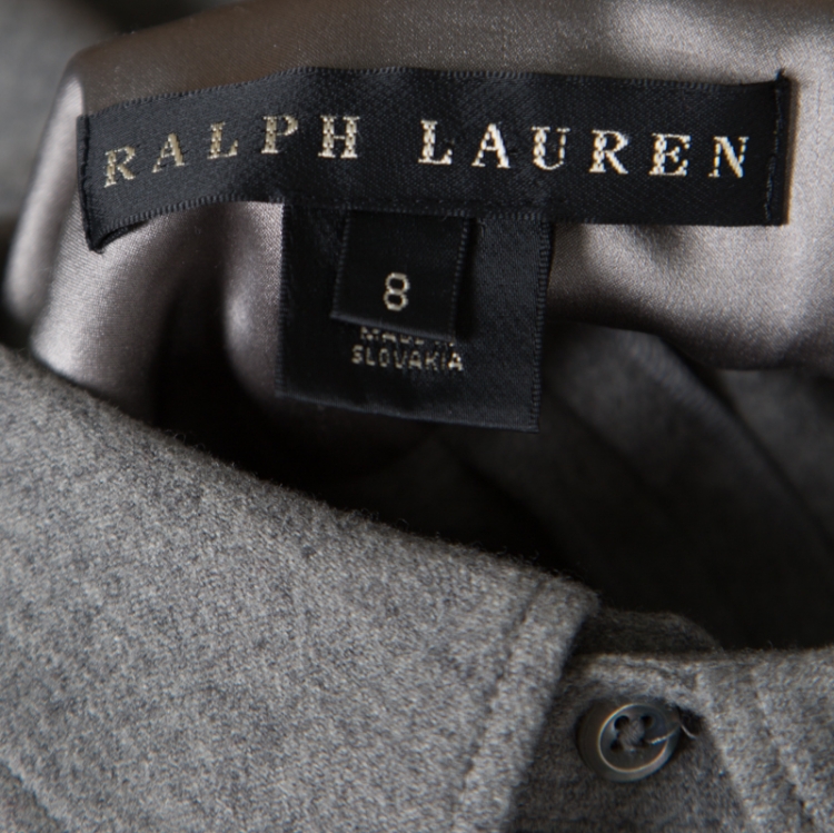 Pre Owned Ralph Lauren Grey Wool and Cashmere Long Sleeve Shirt Dress M