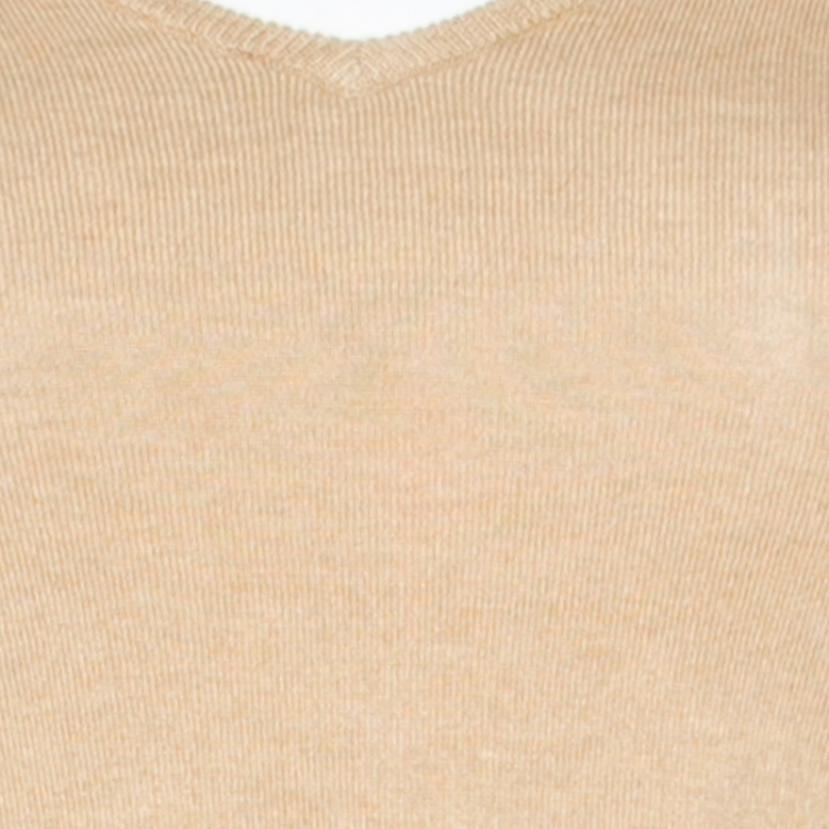 Pre Owned Ralph Lauren Beige Cotton and Cashmere Blend V Neck Cropped Sweater XS