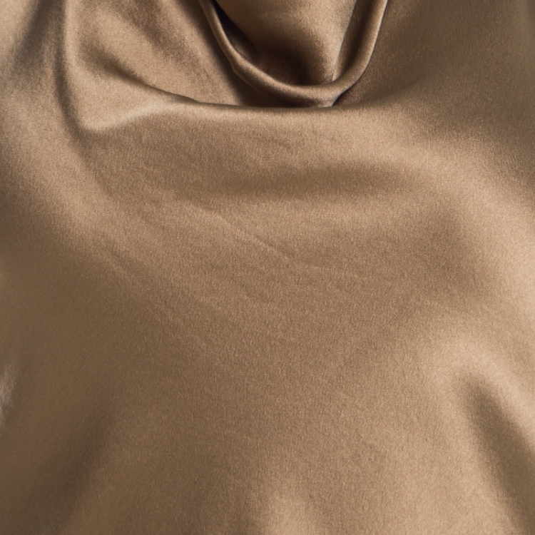 Pre Owned Ralph Lauren Gold Satin Draped Cowl Neck Halter Mini Dress M