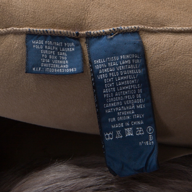 Pre Owned Ralph Lauren Brown Lamb Fur Toggle Closure Detail Shawl Lapel Vest S