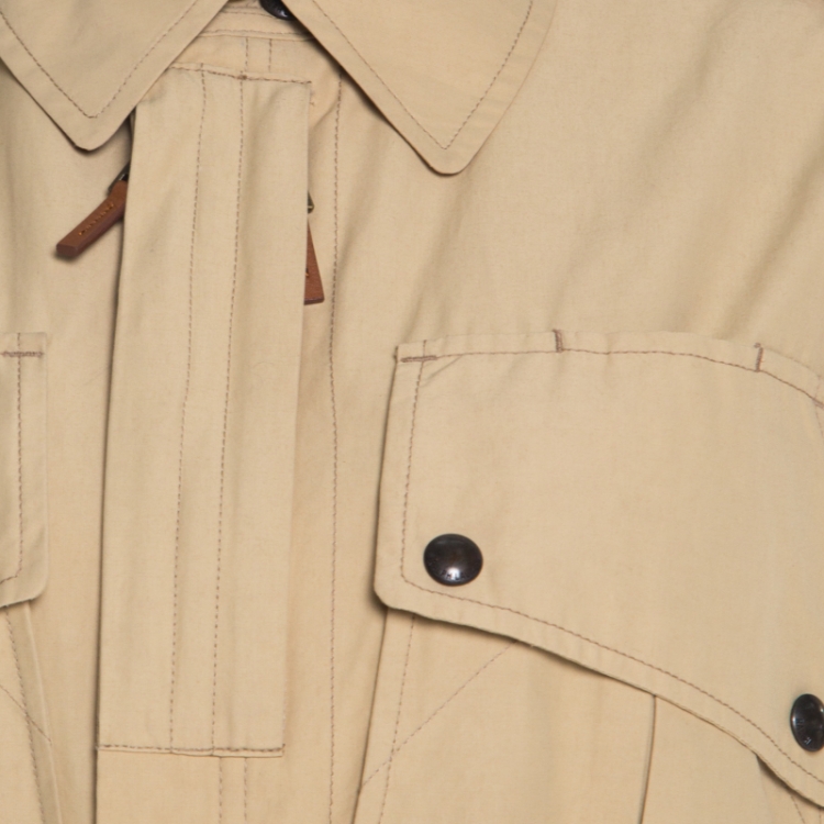 Pre Owned Ralph Lauren Beige Cotton Canvas Belted Safari Jacket M