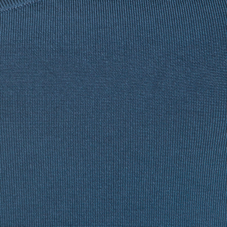 مملوكة مسبقًا Ralph Lauren Blue Stretch Jersey One Shoulder Leather Strap Detail Top M 