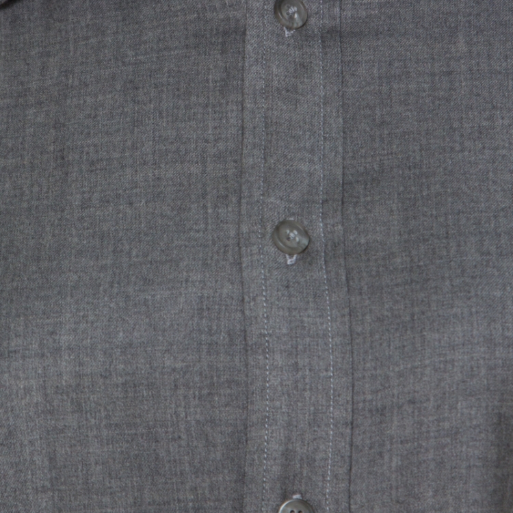 Pre Owned Ralph Lauren Grey Wool Long Sleeve Shirt Dress M