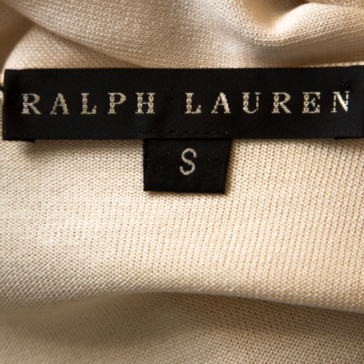 مملوكة مسبقًا Ralph Lauren Cream Silk Button Front Cardigan S 