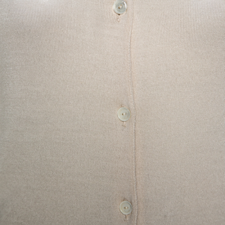 مملوكة مسبقًا Ralph Lauren Cream Silk Button Front Cardigan S 
