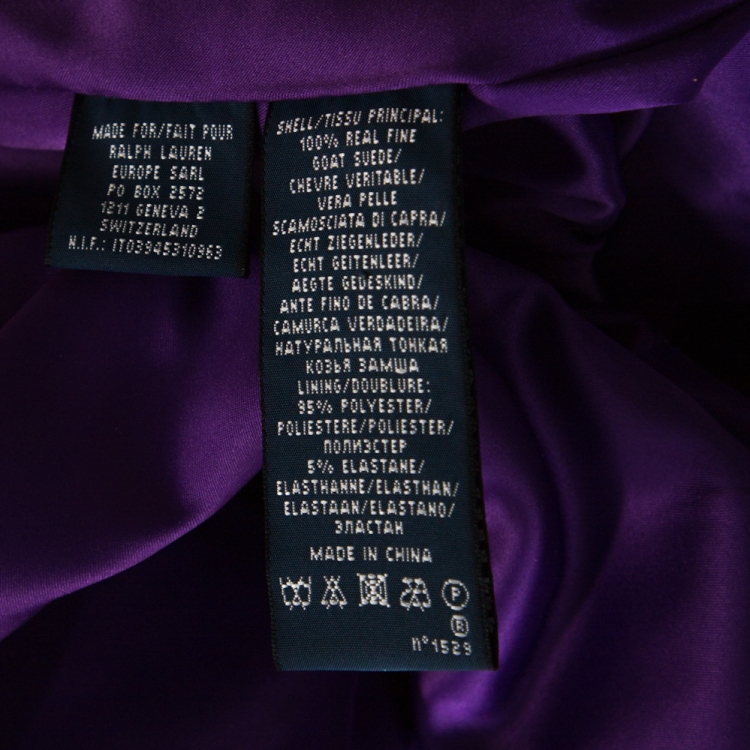 Pre Owned Ralph Lauren Empire Purple Classic Suede Riding Jacket M