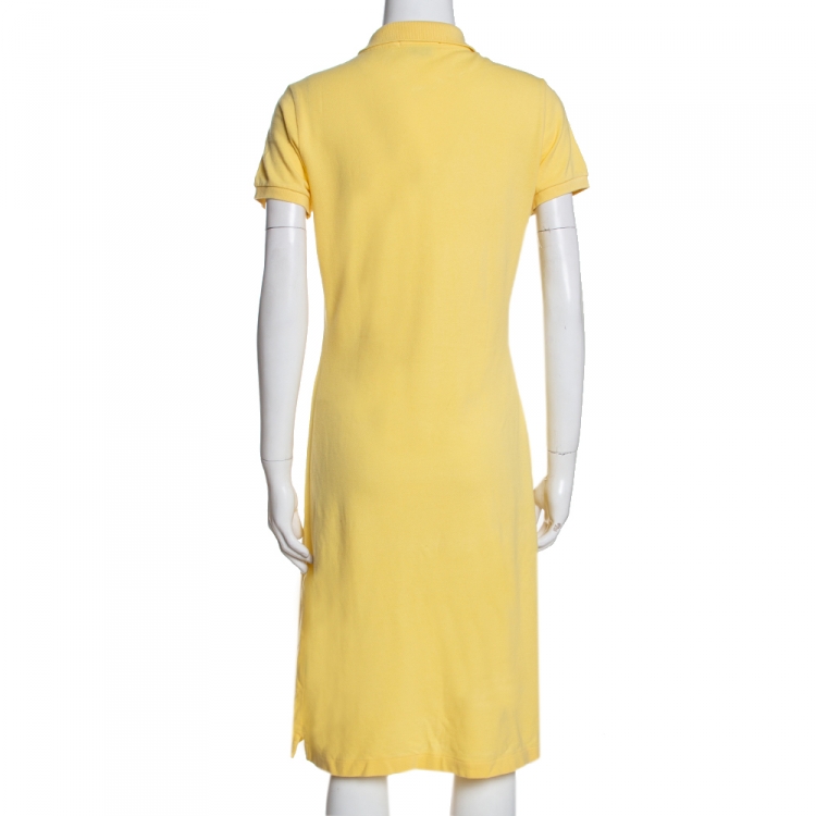 مملوكة مسبقًا Ralph Lauren Yellow Cotton Pique Short Sleeve Dress M