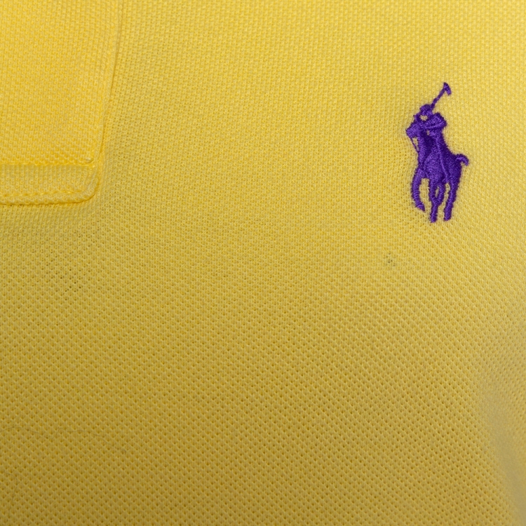 مملوكة مسبقًا Ralph Lauren Yellow Cotton Pique Short Sleeve Dress M