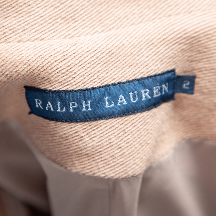 Pre Owned Ralph Lauren Beige Cotton Button Front Blazer S