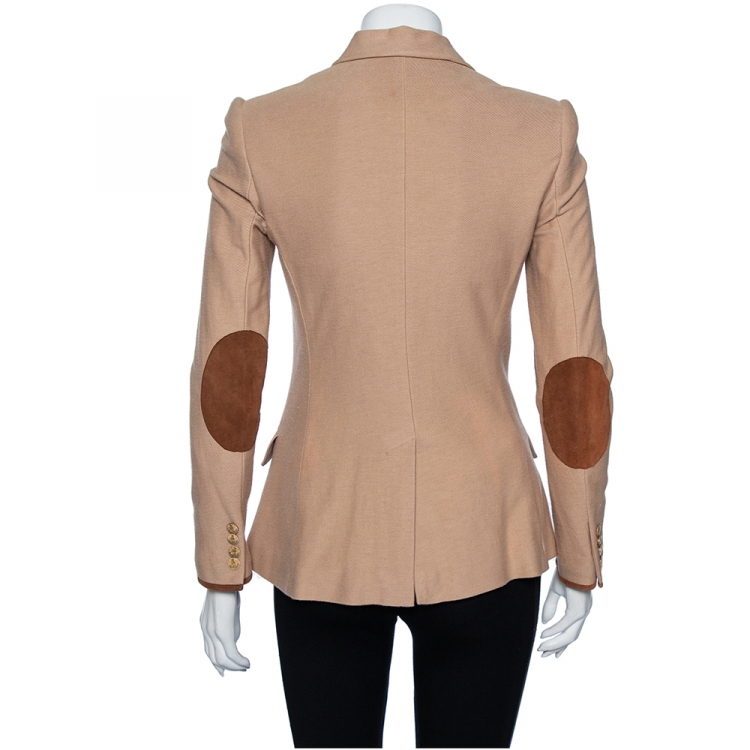 Pre Owned Ralph Lauren Beige Cotton Button Front Blazer S