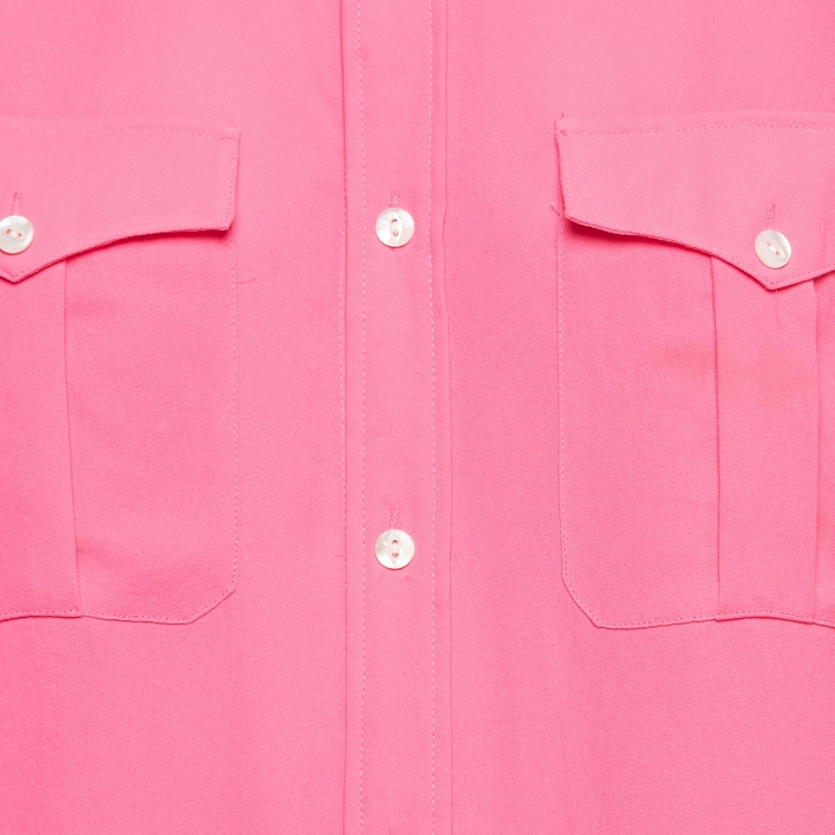 Pre Owned Ralph Lauren Pink Crepe Pocket Detail Shirt M