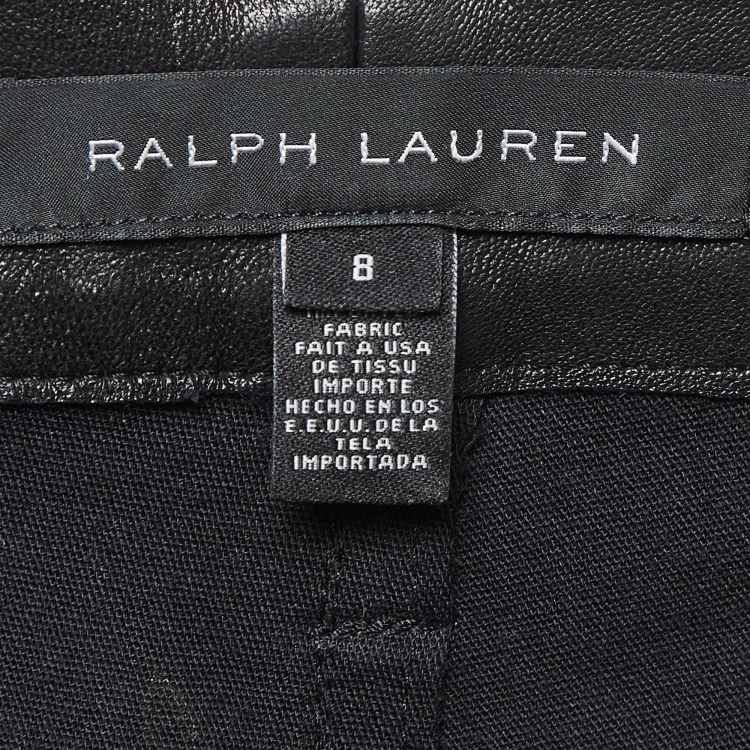Pre Owned Ralph Lauren Black Leather Skinny Trousers M