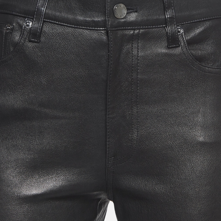Pre Owned Ralph Lauren Black Leather Skinny Trousers M
