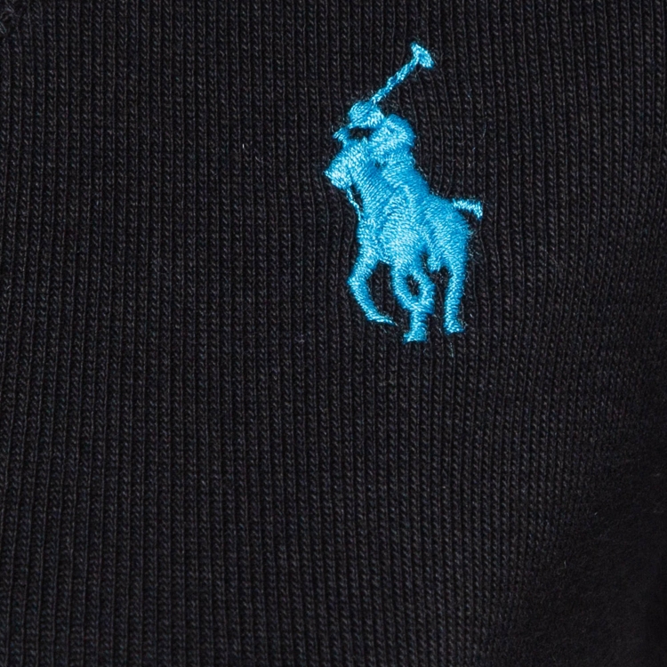 Pre Owned Ralph Lauren Black Cotton Knit V-Neck T-Shirt S