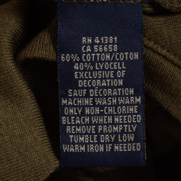 Pre Owned Ralph Lauren Olive Green Cotton knit V-Neck T-Shirt S