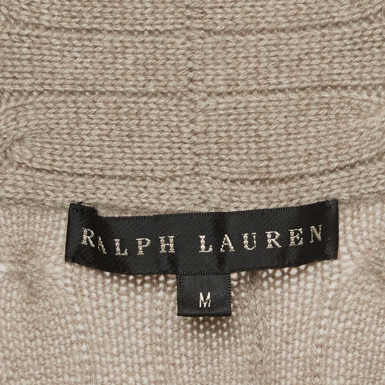 Pre Owned Ralph Lauren Beige Cashmere Cable Knit Cardigan M