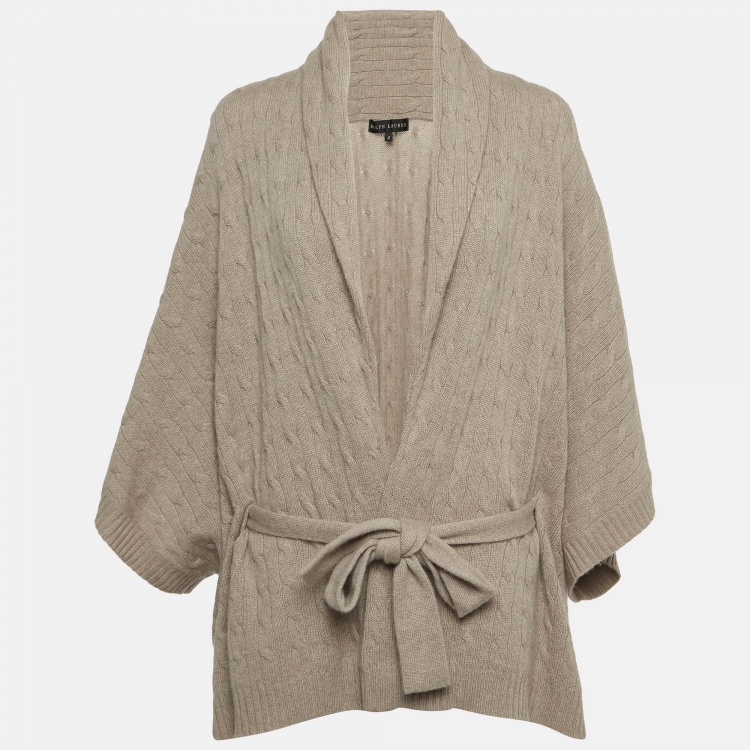 Pre Owned Ralph Lauren Beige Cashmere Cable Knit Cardigan M