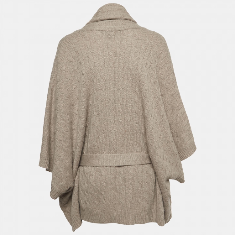 Pre Owned Ralph Lauren Beige Cashmere Cable Knit Cardigan M