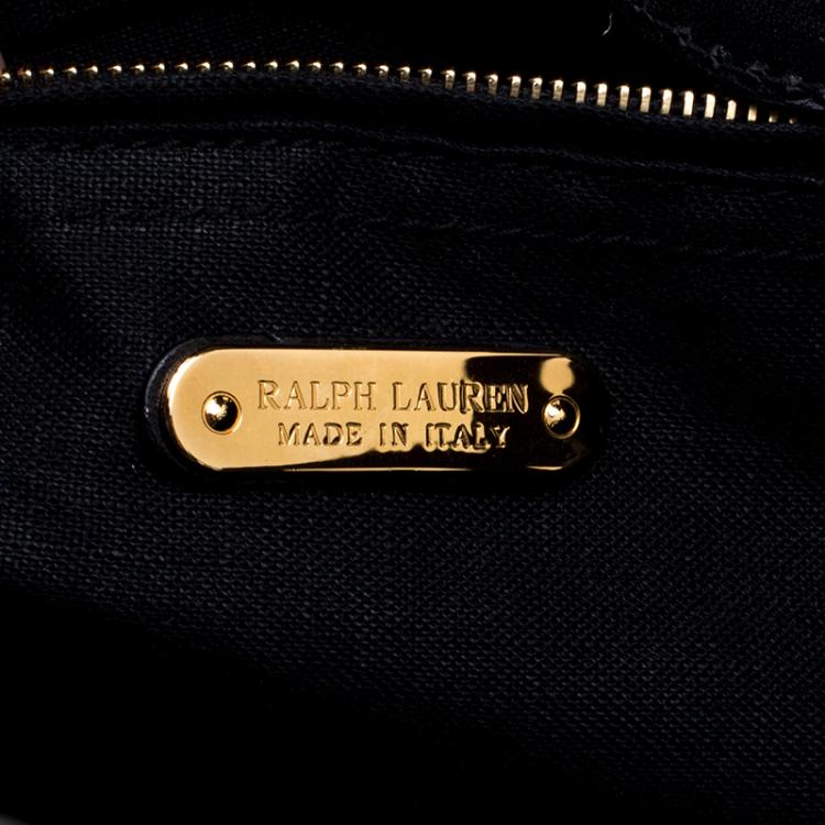 Pre Owned Ralph Lauren Black Leather Vachetta Scroll Tote