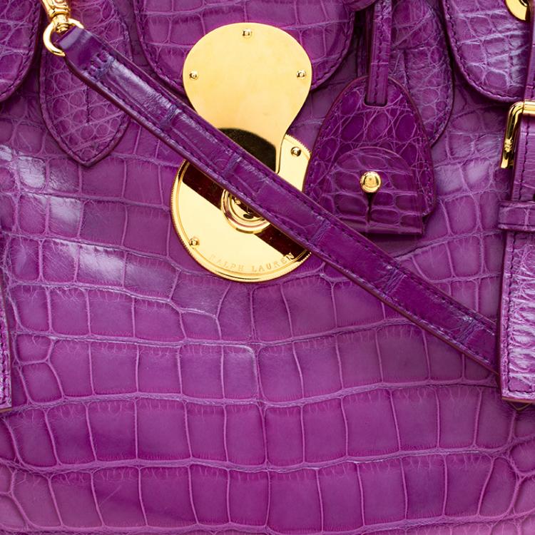 Pre Owned Ralph Lauren Purple Alligator Ricky Top Handle Bag