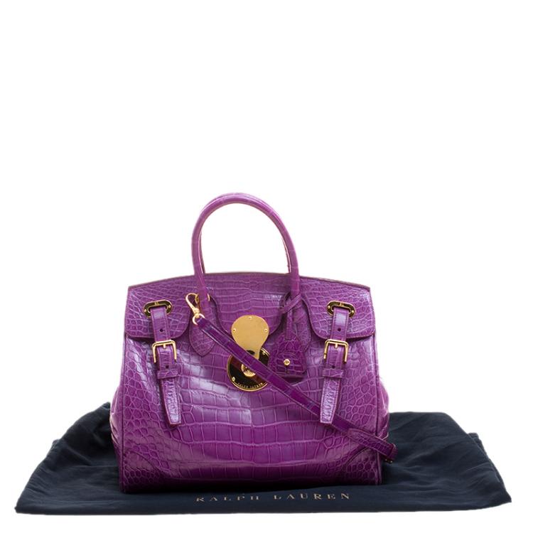 Pre Owned Ralph Lauren Purple Alligator Ricky Top Handle Bag