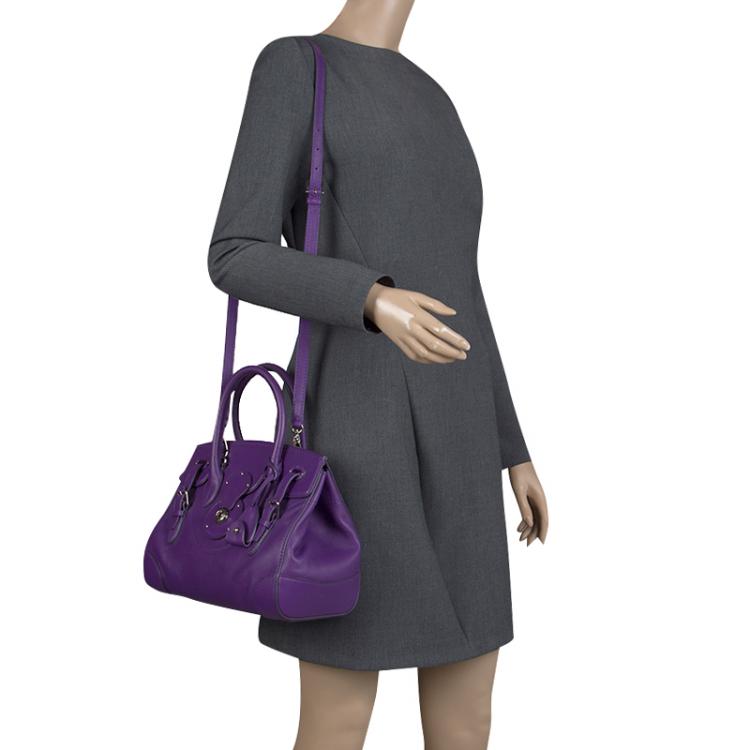 Pre Owned Ralph Lauren Orchid Leather Ricky Top Handle Bag