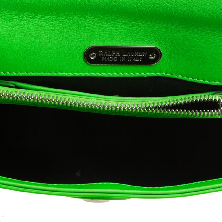 Pre Owned Ralph Lauren Neon Green Patent Leather Ricky Chain Shoulder Bag