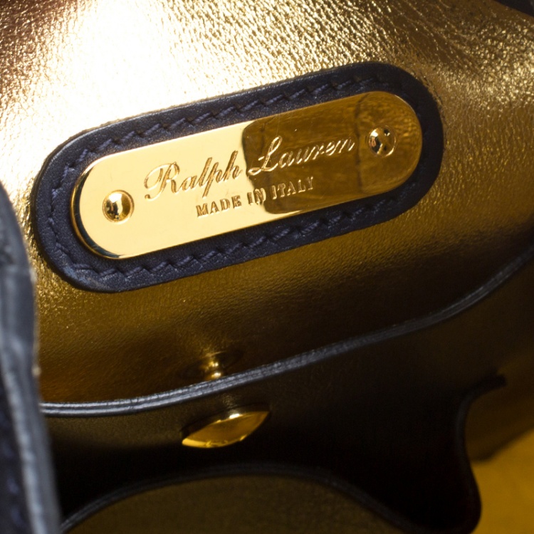 Pre Owned Ralph Lauren Navy Blue Leather Ricky Drawstring Bucket Bag 