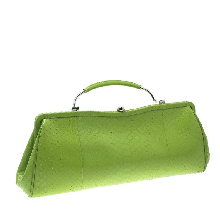 Pre Owned Ralph Lauren Green Leather Clutch Bag