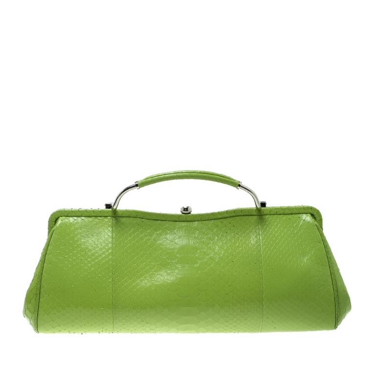 Pre Owned Ralph Lauren Green Leather Clutch Bag