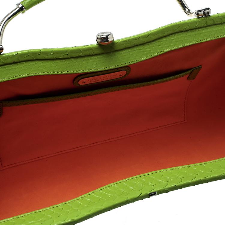 Pre Owned Ralph Lauren Green Leather Clutch Bag