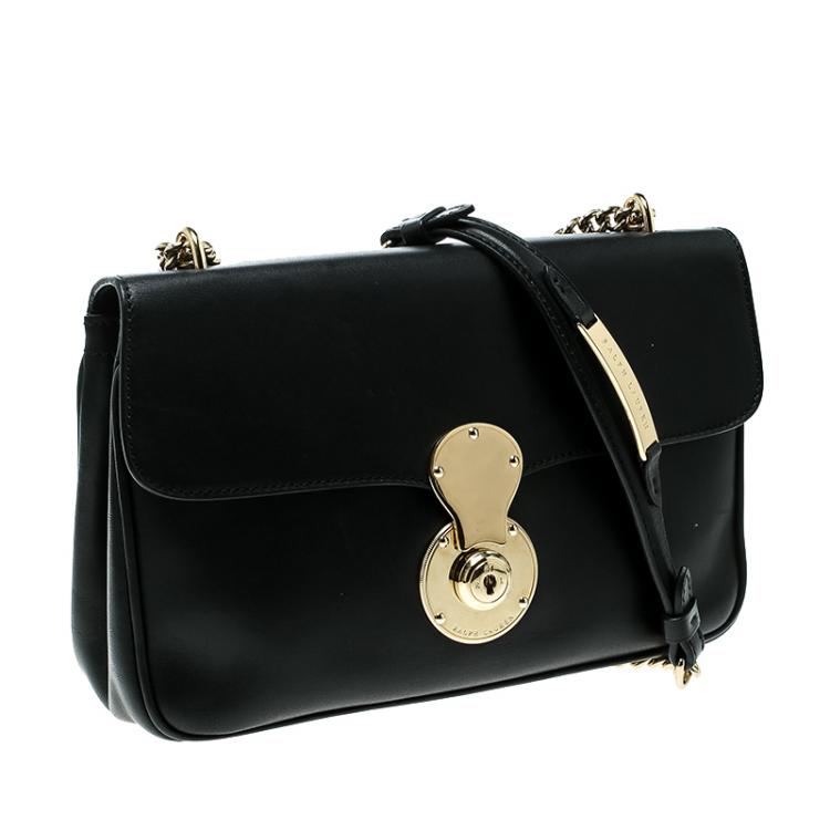 Pre Owned Ralph Lauren Black Leather Ricky Chain Shoulder Bag