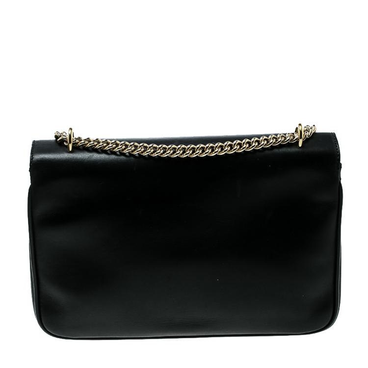 Pre Owned Ralph Lauren Black Leather Ricky Chain Shoulder Bag