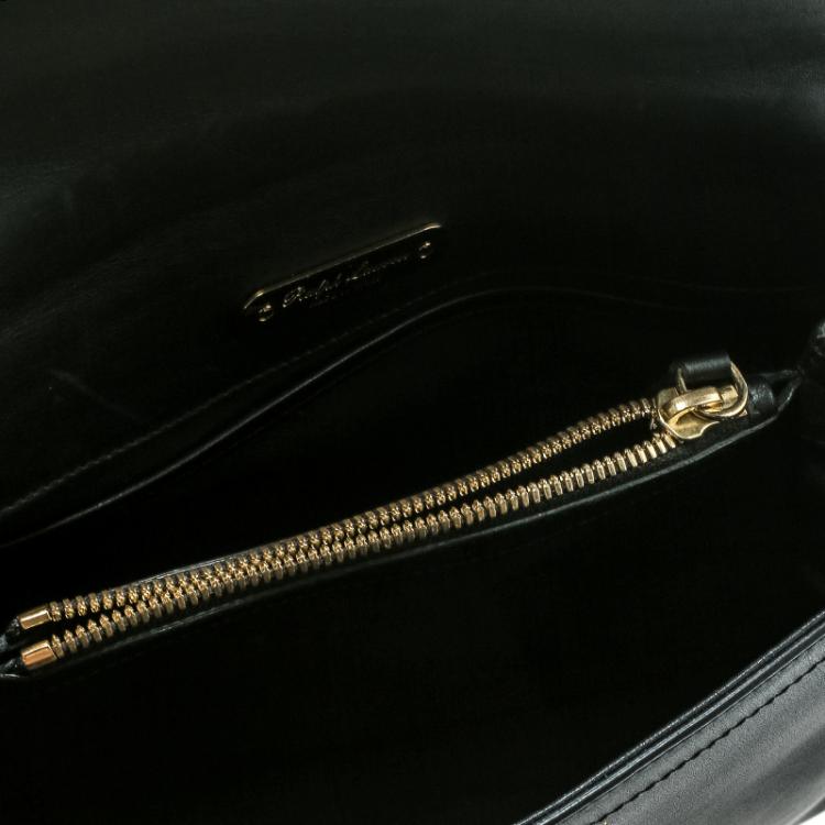Pre Owned Ralph Lauren Black Leather Ricky Chain Shoulder Bag