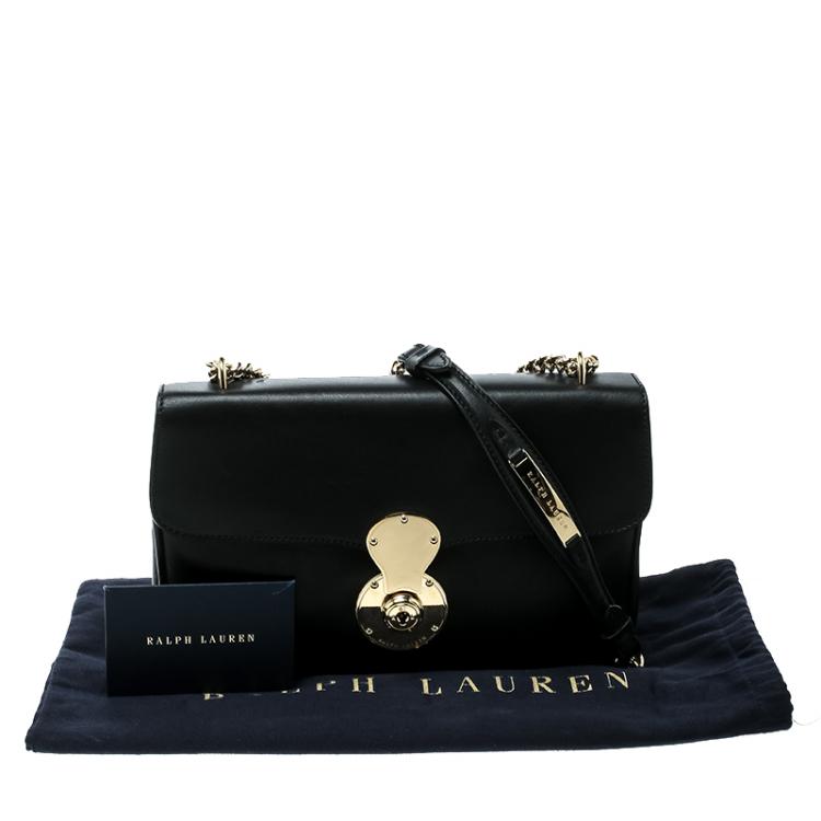 Pre Owned Ralph Lauren Black Leather Ricky Chain Shoulder Bag