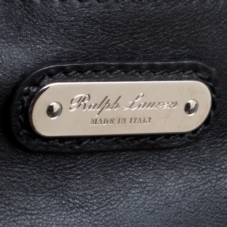 Pre Owned Ralph Lauren Black Zebra Print Pony Hair and Leather Ricky Tote