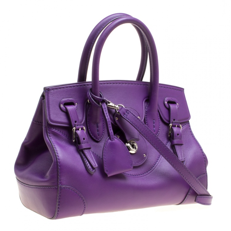 Pre Owned Ralph Lauren Purple Soft Leather Ricky 27 Top Handle Bag