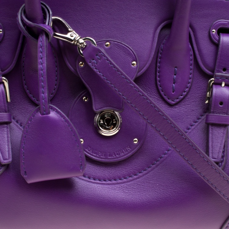 Pre Owned Ralph Lauren Purple Soft Leather Ricky 27 Top Handle Bag