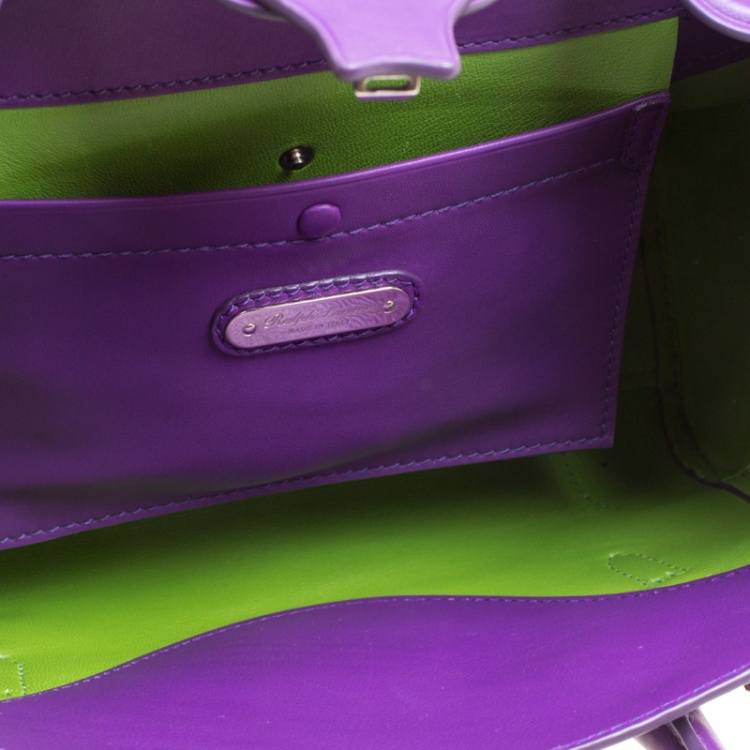 Pre Owned Ralph Lauren Purple Soft Leather Ricky 27 Top Handle Bag