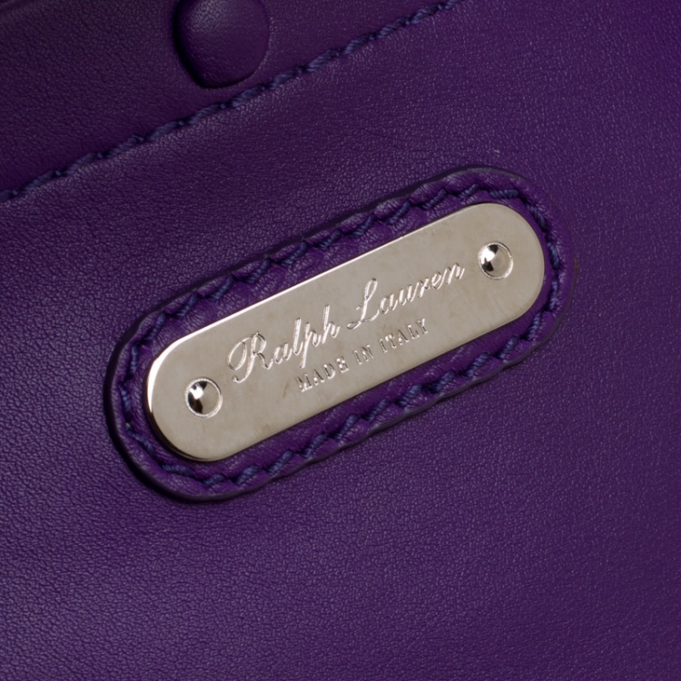 Pre Owned Ralph Lauren Purple Soft Leather Ricky 27 Top Handle Bag