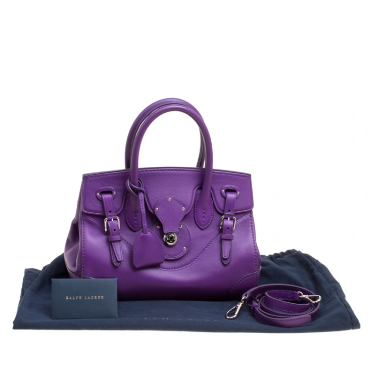 Pre Owned Ralph Lauren Purple Soft Leather Ricky 27 Top Handle Bag