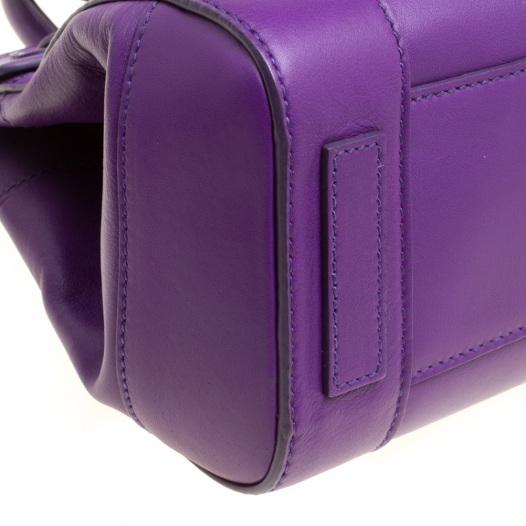 Pre Owned Ralph Lauren Purple Soft Leather Ricky 27 Top Handle Bag